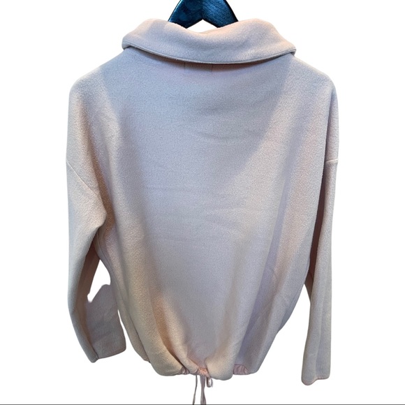 Soft Pink, cowl neck, drawstring fleece sweater-Small - Picture 2 of 2